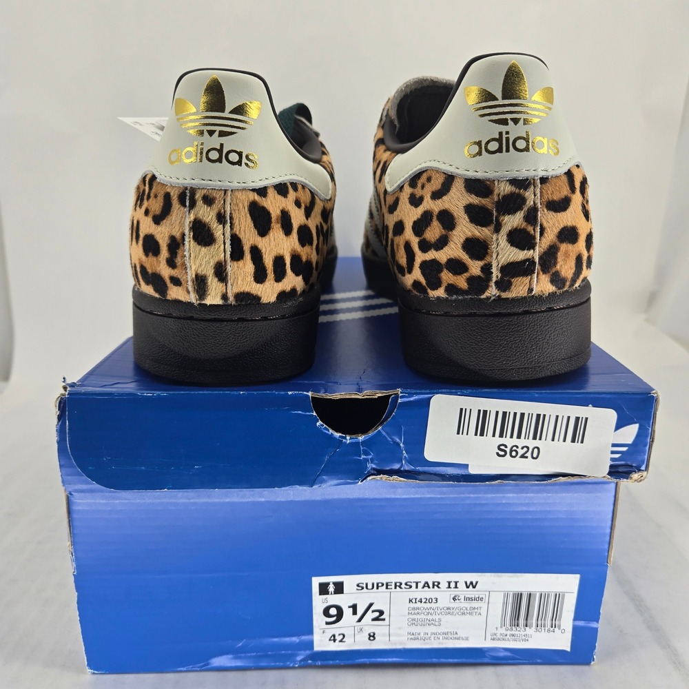 Adidas Superstar II W Leopard Pony Hair Sneakers KI4203 Womens 9.5 Brown Black - Picture 4 of 15
